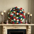thumbnail image 6 of Independence Day Violet Wreath 15.75 Inch Floral Door Hanging with Realistic Daisies Green Ferns for Front Door Porch Wall Window Mantel Fireplace Entryway Office Seasonal Home Decor Holiday Gift, 6 of 6
