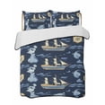thumbnail image 2 of Quilts Queen Size, Navy Blue Coastal Soft Comforter Bedding Set for Bed, Nautical Modern Art Boat Compass Lightweight Quilted Bedspread with Pillow Cover(2 Pieces) for All Season, 90x96 Inch, 2 of 6
