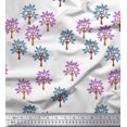 thumbnail image 1 of Soimoi Cotton Voile Fabric Tree Block Printed Fabric 1 Yard 56 Inch Wide, 1 of 3