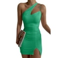 thumbnail image 3 of Liacowi Women's Sexy One Shoulder Bodycon Mini Dress Cutout Split Short Dress Club Party Short Dress, 3 of 9