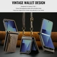 thumbnail image 4 of Allytechgroup Magnetic Detachable Wallet Case for Samsung Galaxy Z Flip 5, [Support Wireless Charging] Luxury PU Leather Slim Cover with Card Slots & Kickstand, RFID Blocking Shockproof Case, Coffee, 4 of 12