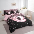 thumbnail image 3 of Manfei Girls Pink Monogrammed Bedding Comforter Set 7pcs, Personalized Letter Q King Bedding Sets, Kawaii Axolotl Cherry Blossoms Bed Sheets, Luxury Bedroom Decor, 3 of 8