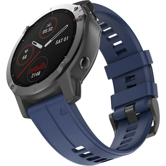 shiyou-Compatible with Garmin Fenix 5 Watch Band, 22mm Soft Silicone Bands for Fenix 5/Fenix 5 Plus/Fenix 6/Fenix 6 Pro/Fenix 7/Forerunner 935/Forerunner 945/Approach S60/Quatix 5 Smartwatch (Dark Bl