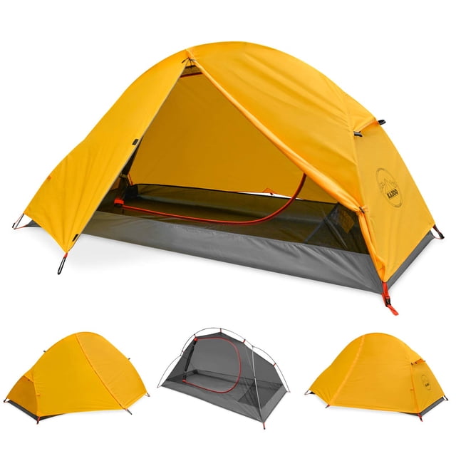 Carpa KAZOO Impermeable Ultraligera para Mochileros 1 Persona Amarilla