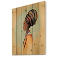 thumbnail image 2 of Designart 'Portrait of African American Woman With Turban II' Modern Print on Natural Pine Wood, 2 of 5