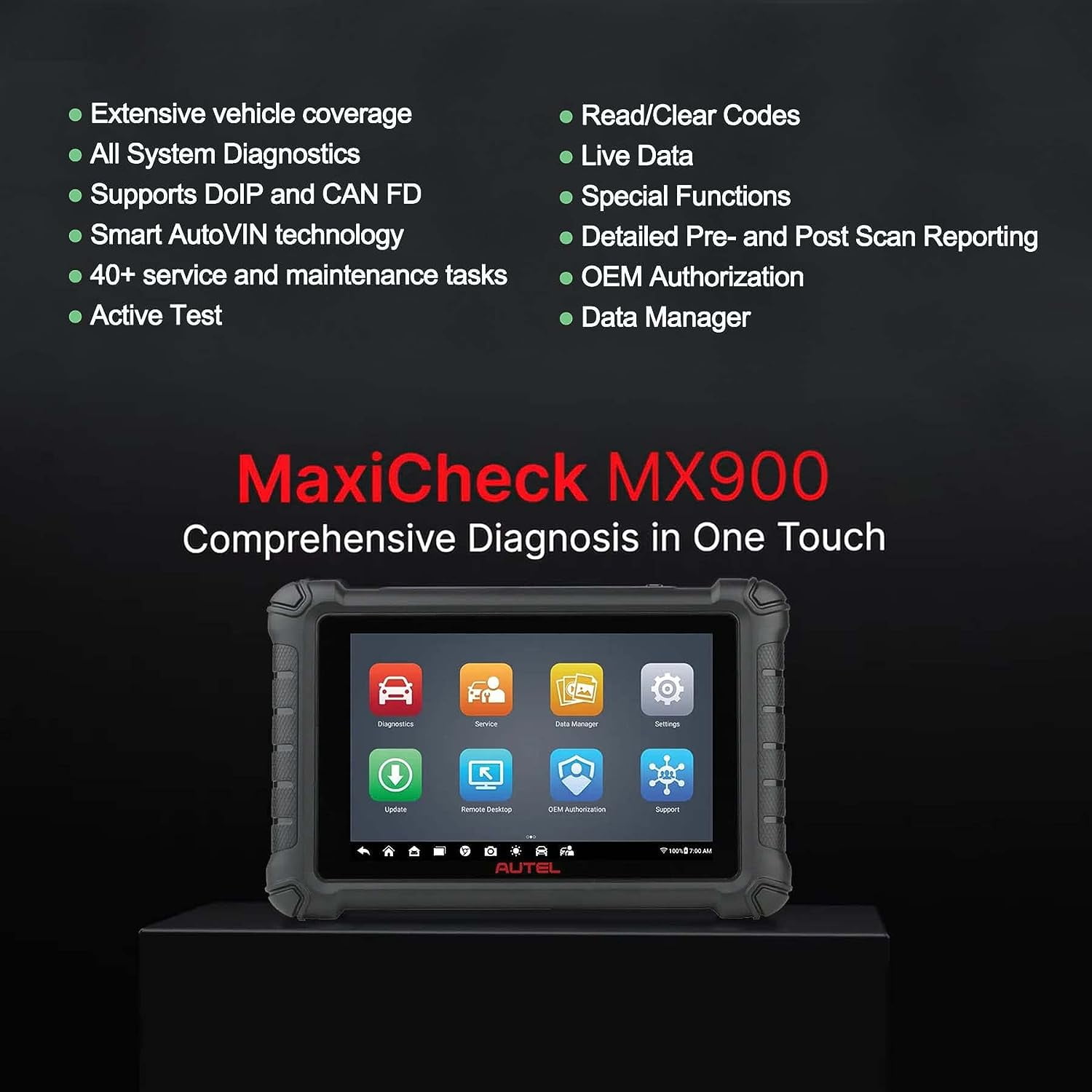 Autel MaxiCheck MX900 OBD2 All System Diagnostic Scanner, Upgraded MX808 MK808, 2024 Bi Directional Scan Tool, 40+ Service, 10000+ Vehicles, DoIP/CAN FD, Read/Clear Code, Work with MV105 MV108