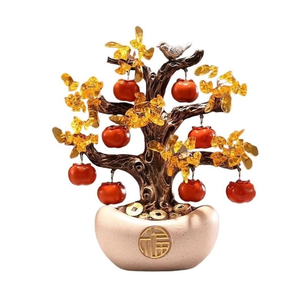 Árbol del Dinero de Citrino, Decoración de Mesa, Lingote de Oro de la Fortuna, Artesanía for la Prosperidad en el Hogar