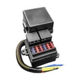 thumbnail image 3 of Caja de relé de fusibles, 4 pines 12V impermeable precableado 6 ranuras de fusibles 2 ranuras de relé 6 portafusibles Atc para marino, automotriz,, 3 of 9
