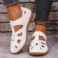 thumbnail image 2 of Womens Fisherman Sandals Closed Toe Cutout Flat Walking Shoes Comfortable Arch Support Summer Beach Shoes White Size 8, 2 of 7