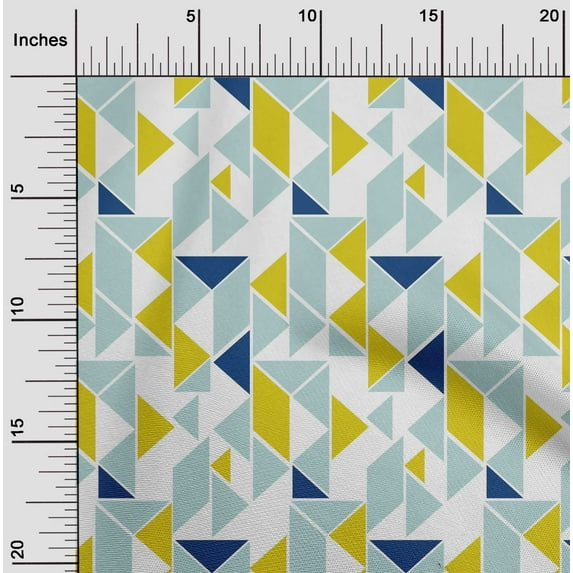 oneOone Organic Cotton Poplin Twill Fabric Parallelogram & Triangle Geometric Printed Craft Fabric BTY 42 Inch Wide