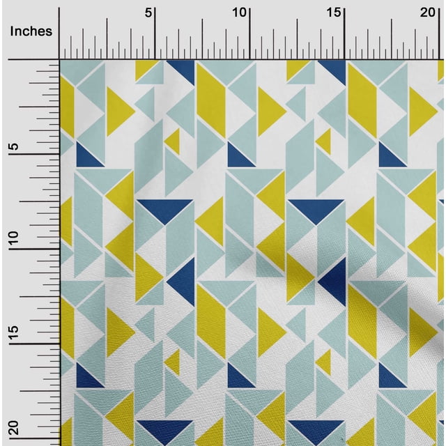 oneOone Georgette Viscose Fabric Parallelogram & Triangle Geometric Print Sewing Fabric BTY 42 Inch Wide