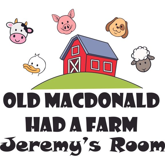 Old Macdonald Had A Farm Animals Decors Wall Sticker Art Design Decal for Girls Boys Kids Room Bedroom Nursery Kindergarten House Fun Home Decor Stickers Wall Art Vinyl Decoration (20x20 inch)