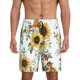 thumbnail image 1 of Balery Sunflowers Leaves And Birds Pantalones cortos de pijama de punto de algodón para hombre con cinturilla y bolsillos-Large, 1 of 6