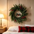 thumbnail image 5 of Artificial Cypress Christmas Wreath Pinecone Red Berry Front Door Hanging Holiday Decor, 5 of 6