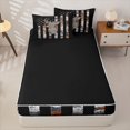 thumbnail image 4 of Manfei Safari Deer Zipper Twin Comforter Sets with Fitted Sheet and 2 Pillowcases,Orange Camo American Flag Zipper Bedding Set,Black Reversible,4pcs, 4 of 8