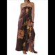 thumbnail image 1 of Vestido Maxi Floral para Mujer, Sin Mangas, Espalda Descubierta, Corte A, , Fluido, con Espalda Hueca y Tirantes Finos Marrón S, 1 of 8