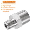 thumbnail image 3 of Uxcell 1/2x1/4 BSPT Male Thread Stainless Steel Hex Reducer Pipe Fitting, 3 of 5