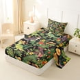 thumbnail image 2 of Metsweet Cartoon Dinosaurs Twin Sheets 3pcs, Tropical Leaves Bedding, Green Red,1 Fitted Sheet, 1 Flat Sheet and 1 Pillowcase, 2 of 5