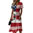 thumbnail image 2 of Red White and Blue Dress for Women Midi American Flag Dress Short Sleeve Midi Summer Long Dresses, 2 of 5