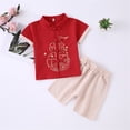 thumbnail image 5 of Kogui Boys Summer Clothes Set Toddler Boy Clothes Cartoon Cotton Summer Short Sleeve T-Shirt and Shorts Kids Outfit Set 5T 6T (Red,5-6 Years), 5 of 7