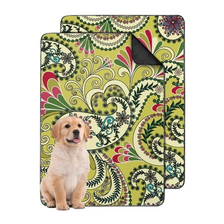 Paisley Design Pet Potty Pads Washable and Reusable 24 x35 Extra Large Absorbent Mat for Dog Indoor Training and Floor Care.