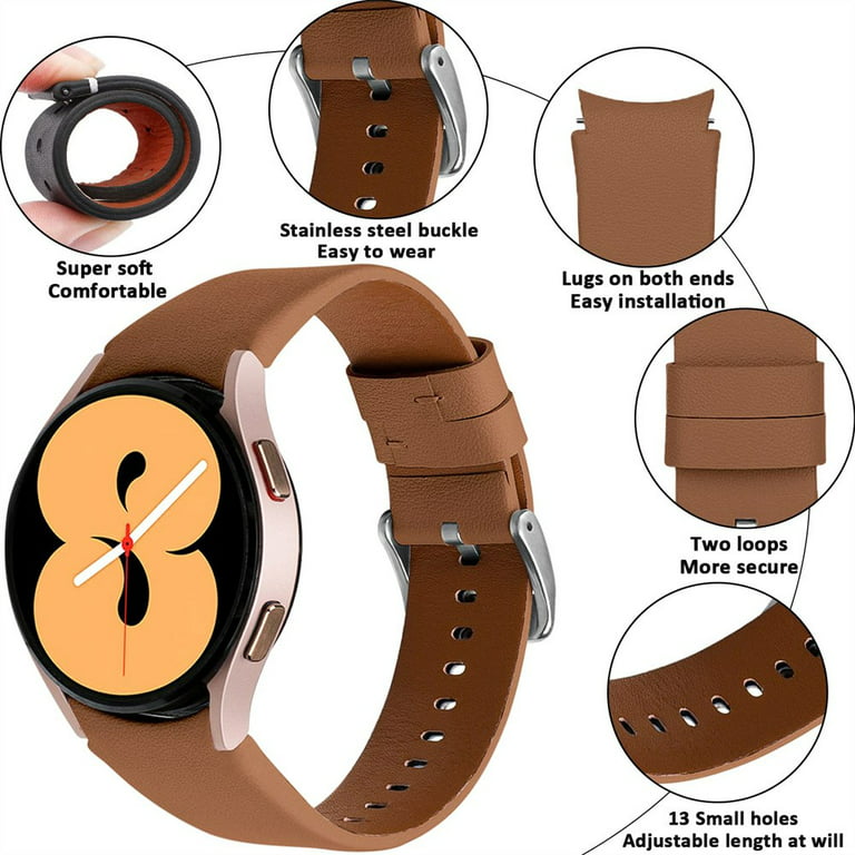 Yuiyuka No Gaps Genuine Leather Band for Samsung Galaxy Watch 4 Classic 46mm 42mm Leather Wristbands Strap Bracelet Men Women Galaxy Watch 5/5 Pro