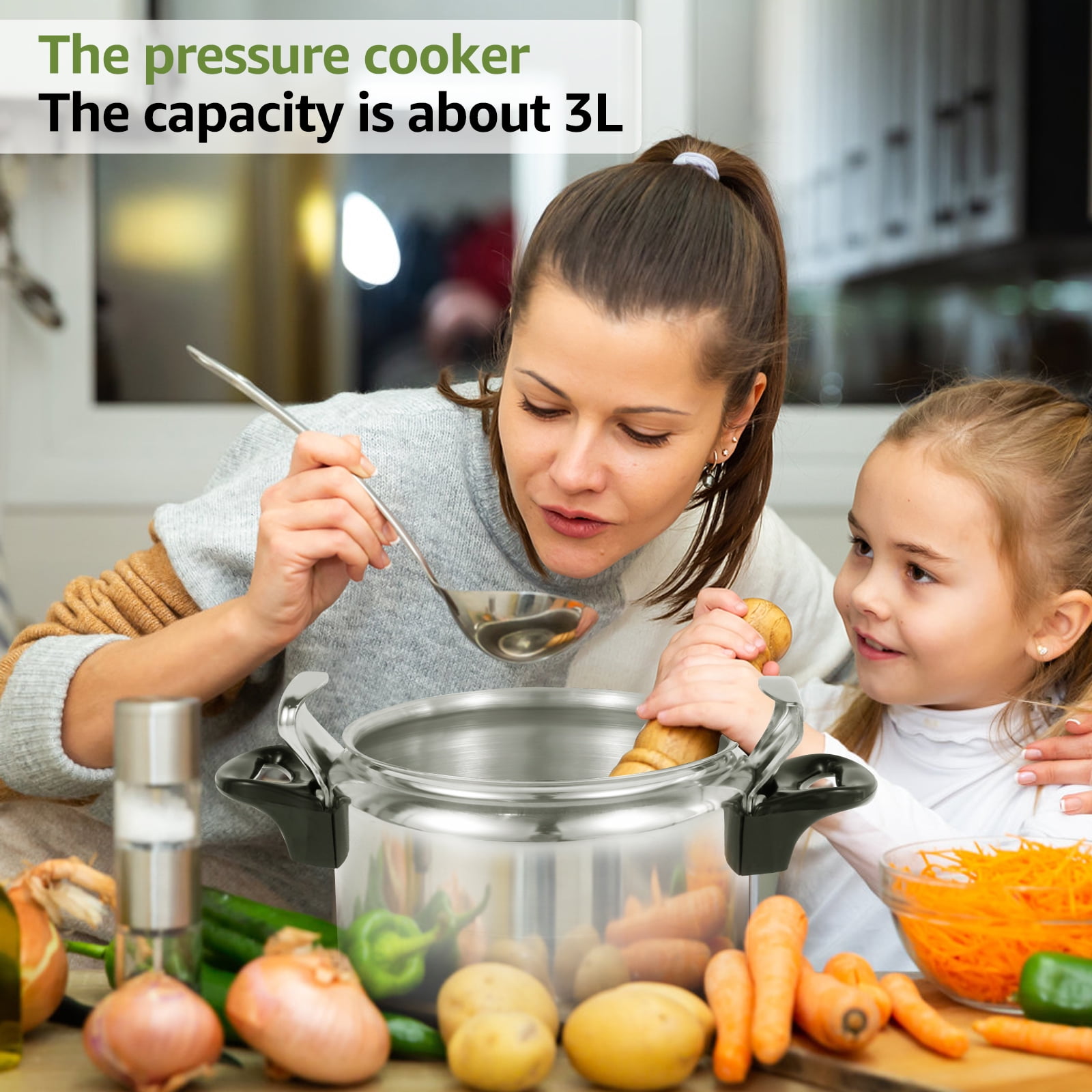 3L small pressure cooker & olla de presión pequeña & pressure cooker stainless steel & Super safety lock Explosion-proof,Suitable for All Hob Types,instant fast ollas de presión para cocinar