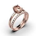 thumbnail image 3 of Beautiful Unique Art Deco 2.00 Carat Oval Cut Morganite And Diamond Moissanite Engagement Ring, Classic Wedding Ring, One Matching Band in 10k Solid Rose Gold, Gift For Her, Promise Ring, Bridal Set, 3 of 3