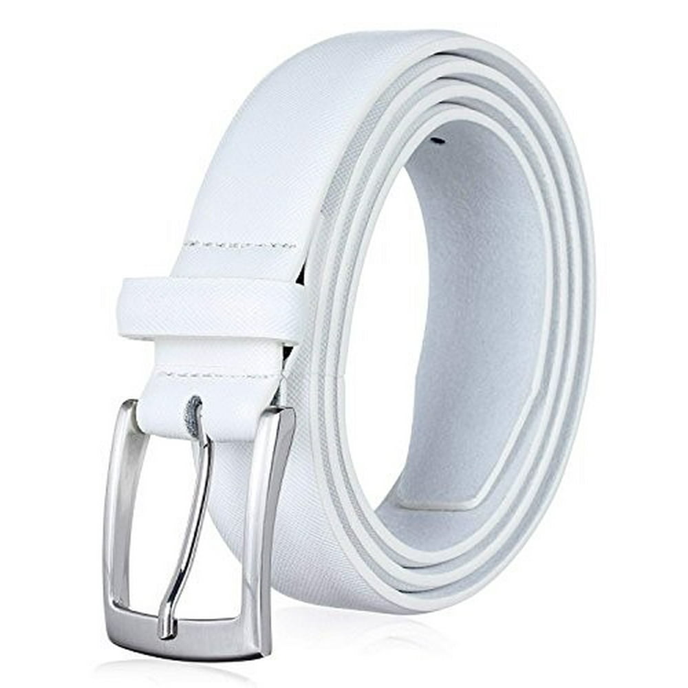 KM Legend Men's Genuine Leather Dress Belt With, Saffiano White, Size 36 (Waist 34) Walmart