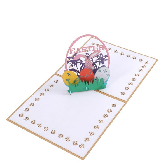 WHAMVOX 1Set Egg Greeting Card Flower Shape Seasonal Décor For Friends And Relatives Bunny Theme