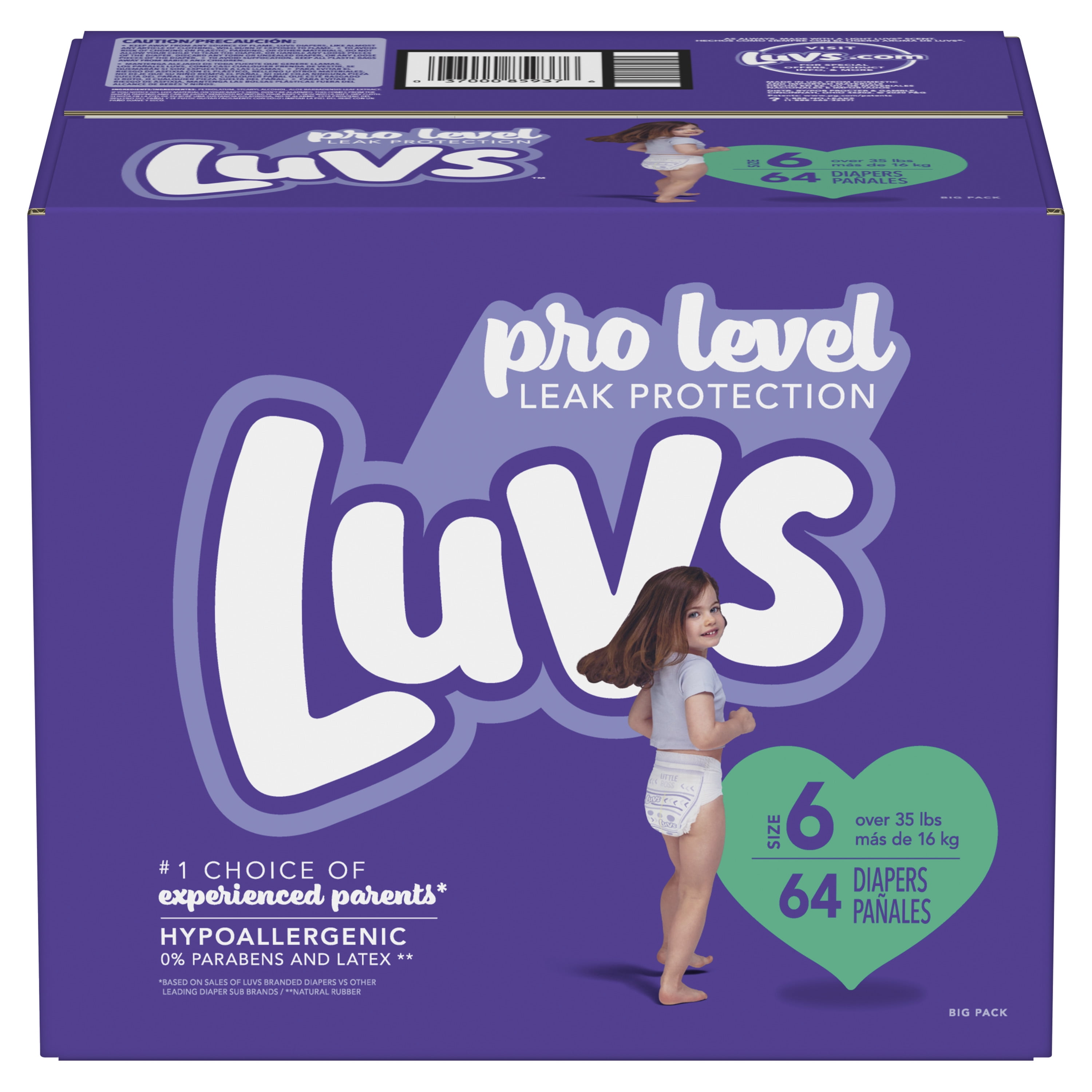 Luvs Pro Level Leak Protection Diapers Size 6 64 Count 
