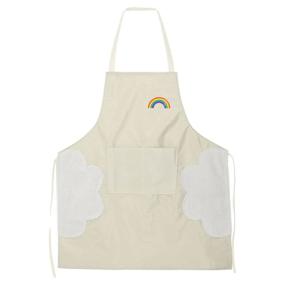 Uxcell Bib Apron 72x65cm Unisex Cooking Aprons with Hand Wipe, Milky White