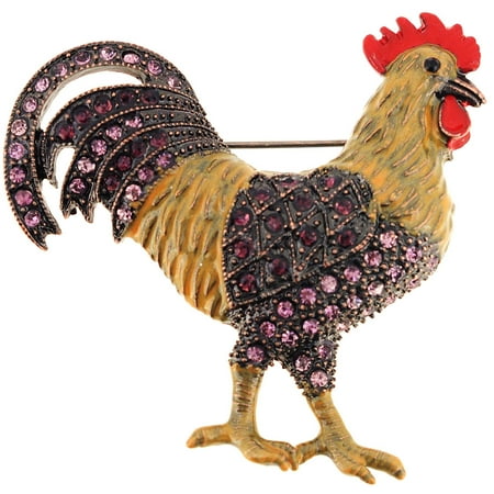 Amethyst Bar Pin - Vintage Style Amethyst Purple Rooster Pin Brooch