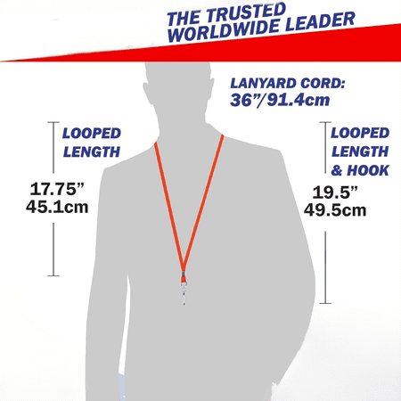 -USA Bulk Flat Lanyards for ID Badges, Comfortable Neck Straps$$Office
