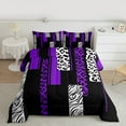 thumbnail image 2 of Manfei Purple Cheetah Print Bedding Comforter Set, Fashion Leopard Zebra Twin Comforter Sets, Abstract Stripes Reversible Bedding Set, Microfiber Bedroom Decor, 2 Pieces, 2 of 8