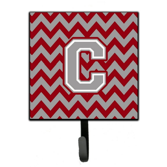 Letter C Chevron Crimson and Grey   Leash or Key Holder