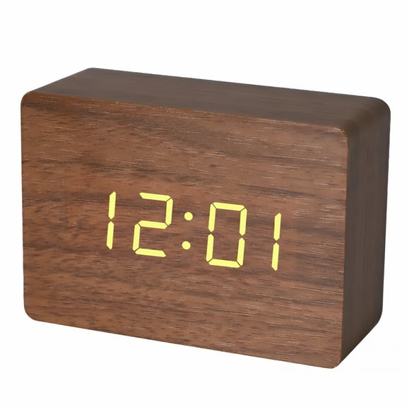 DESIGNICE Digital Clocks for Bedrooms,Large Display Lcd Wooden Battery Alarm Clock with Snooze Function
