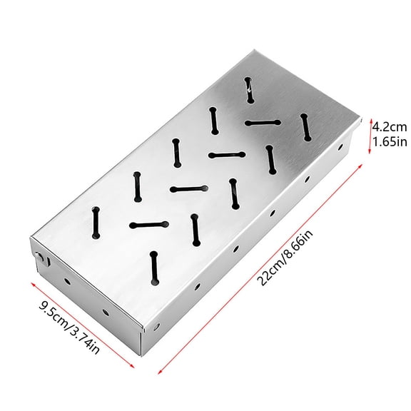 Rkxzt Smoking Box 1PC Stainless Steel Smoker Box for Grill Diamond Shape Fruit Wood Chips Kitchen Supplies|Plastic,Silver