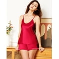 thumbnail image 2 of Women's Pajamas Set Sexy Satin Silk Camisole Sleepwear Lingerie Cami Shorts Set Nightwear Gift, 2 of 6