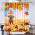 thumbnail image 4 of Fall Shower Curtain Autumn Pumpkin Harvest Scarecrow Maple Leaves Thanksgiving Country Hay Farmhouse Fabric Bathroom Curtains Bathtub Decoration 72x72 Inch, 4 of 4