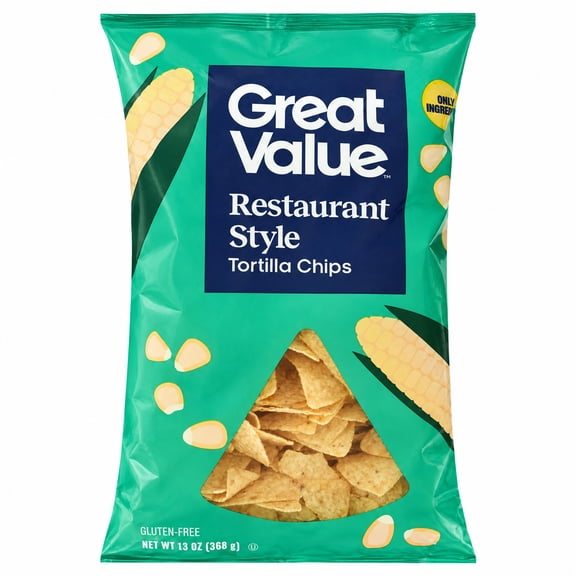 Great Value Restaurant Style Tortilla Chips, 13 oz Bag