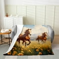 thumbnail image 2 of Galloping Horse Fleece Blanket,Rustic Farmhouse Animal Western Cowboy Throw Blanket for Sofa Adults,Natural Sky Mount Yellow Flowers Soft Blanket Bed Couch,Queen (90 x 90 Inches), 2 of 6