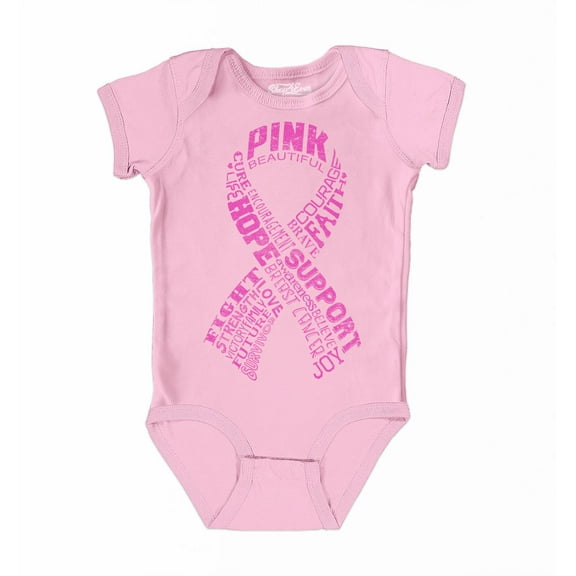 Shop4Ever Breast Cancer Pink Ribbon Word Montage Baby's Bodysuit Infant Cotton Romper 12 Months Pink