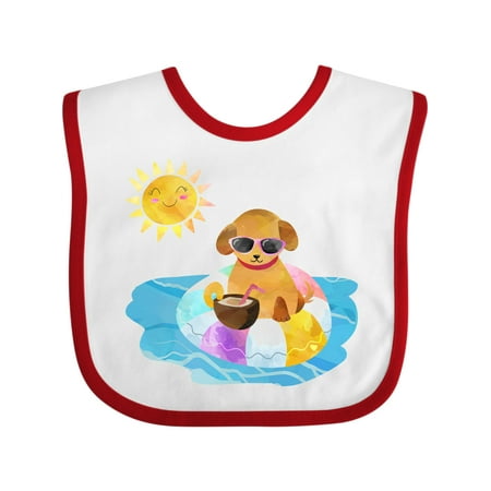 

Inktastic Summer Puppy in Float with Drink Gift Baby Boy or Baby Girl Bib