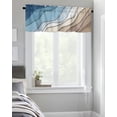 thumbnail image 4 of Kitchen Cafe Valance Curtain for Small Windows,Modern Abstract Wave Lines Rod Pocket Short Valances Ombre Blue White Brown Color Block Window Treatment Panel for Living Room/Bedroom/Bathroom,54x18in, 4 of 9