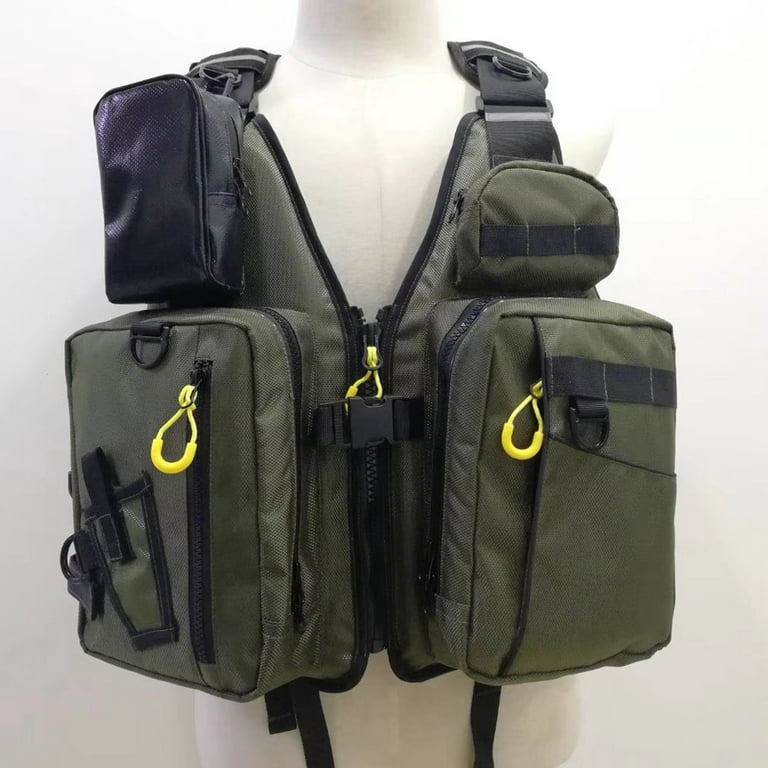 Adjustable Fishing Vest with High Buoyancy and Multi Pockets - emphasizes  the vest's adjustability and high buoyancy, while still highlighting the
