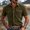 Army Green, variant on Men's Casual Button Down Shirt Corduroy Solid Color Breathable Short Sleeve Button Flap Pocket Turndown Collar Summer Top for Daily Outdoor Wear Mens Fashion