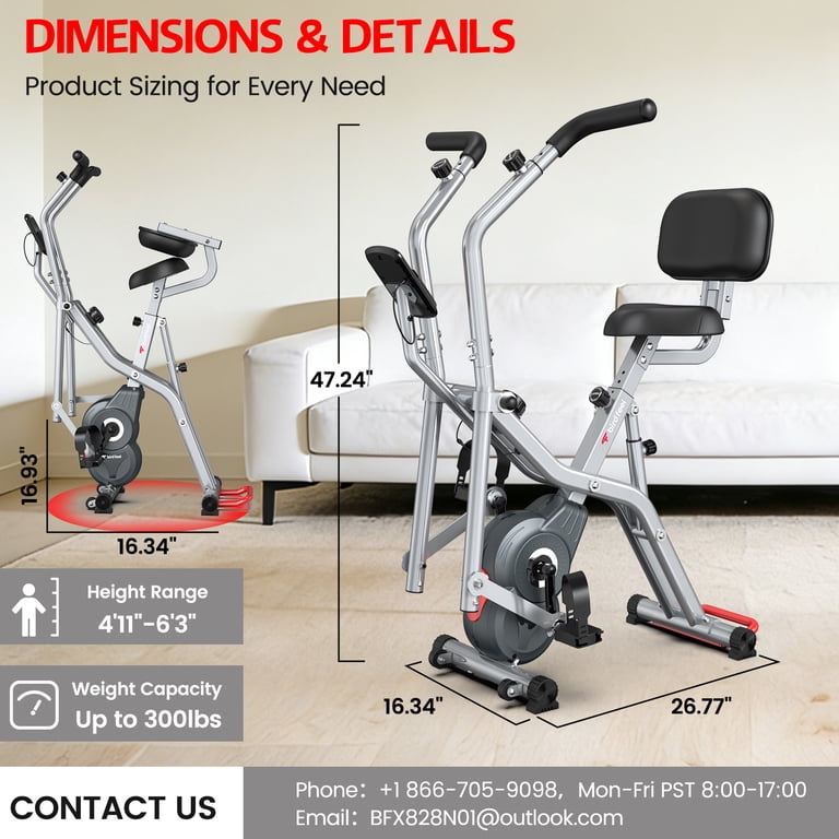 pooboo Silent Magnetic Exercise Bike, Bluetooth-Compatible, Heavy