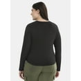 thumbnail image 3 of No Boundaries Ribbed Crewneck Tee with Long Sleeves, Women's Plus, Sizes 1X-4X, 3 of 5