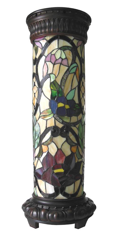 CHLOE Roselle Tiffany-glass 2 Light Floral Pedestal Light Fixture 30" Tall - image 2 of 2